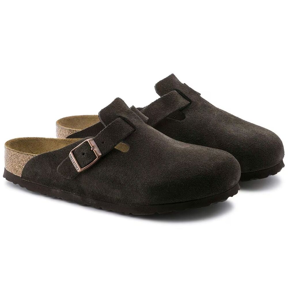 Birkenstock Men's Boston Suede Mule Clog Suede Sandals EU 46 NARROW MOCCA BROWN